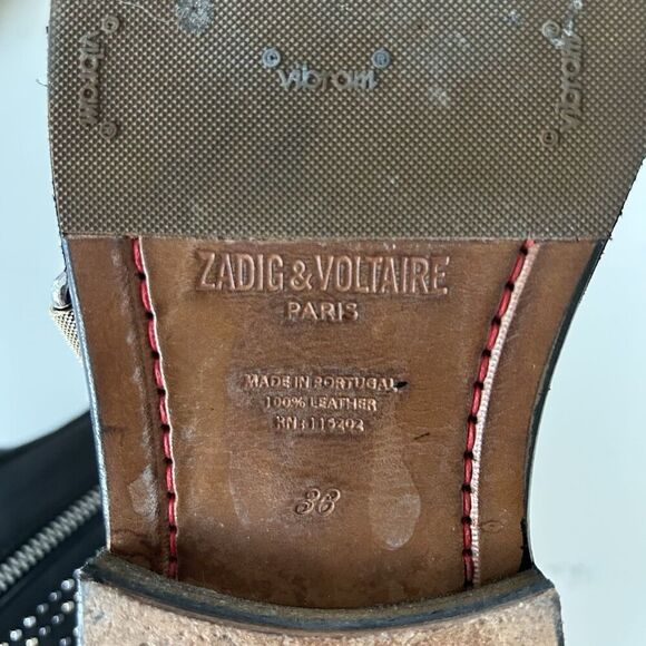 ZADIG & VOLTAIRE PARIS STUDDED HARNESS LEATHER ANKLE BOOTIES SZ 36 5.5 Steampunk - Picture 9 of 14
